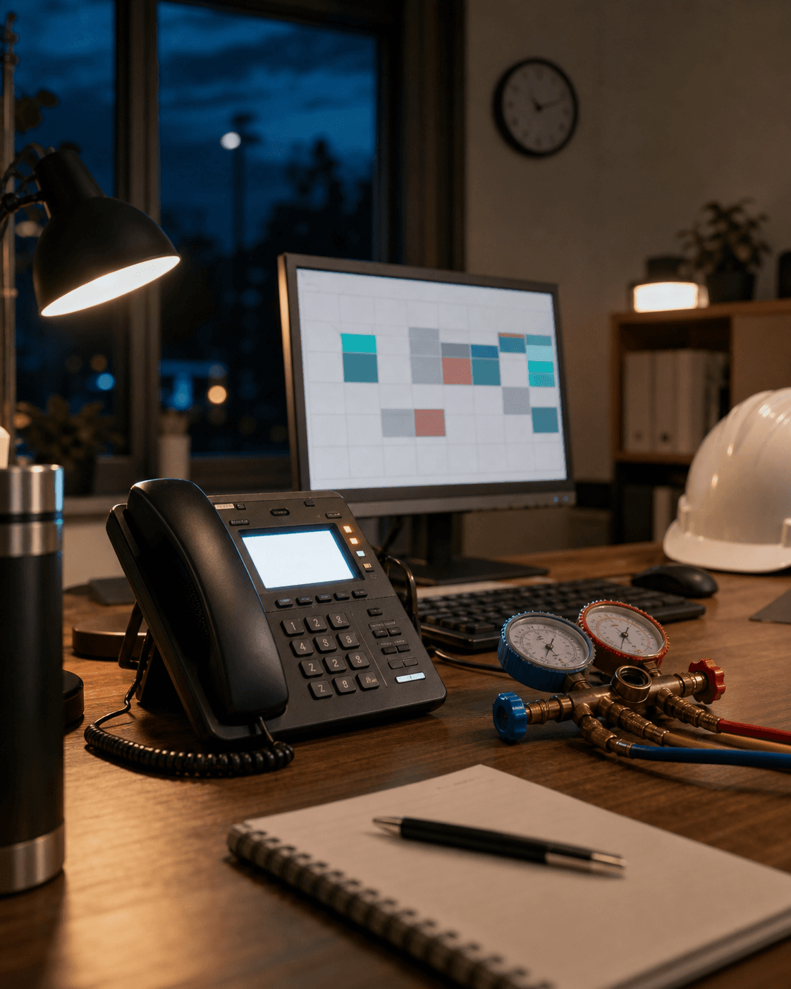 HVAC dispatch desk answering an after-hours service call.